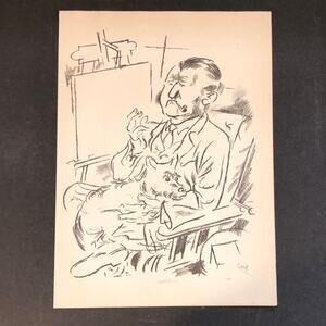 George Grosz "Self Portrait" 1930s Art Print Treasury Collection Sketch Vintage